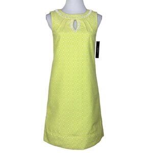Tahari ASL Women's NWT Lime Green Julie Geometric Sheath Dress‎ Size 2/C34